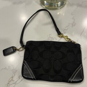 Coach Signature Logo Wristlet (Black)